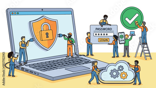 IT team implementing cybersecurity measures and data protection solutions