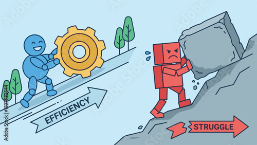 Efficiency vs. Struggle: Metaphor for Smart Work and Difficult Tasks
