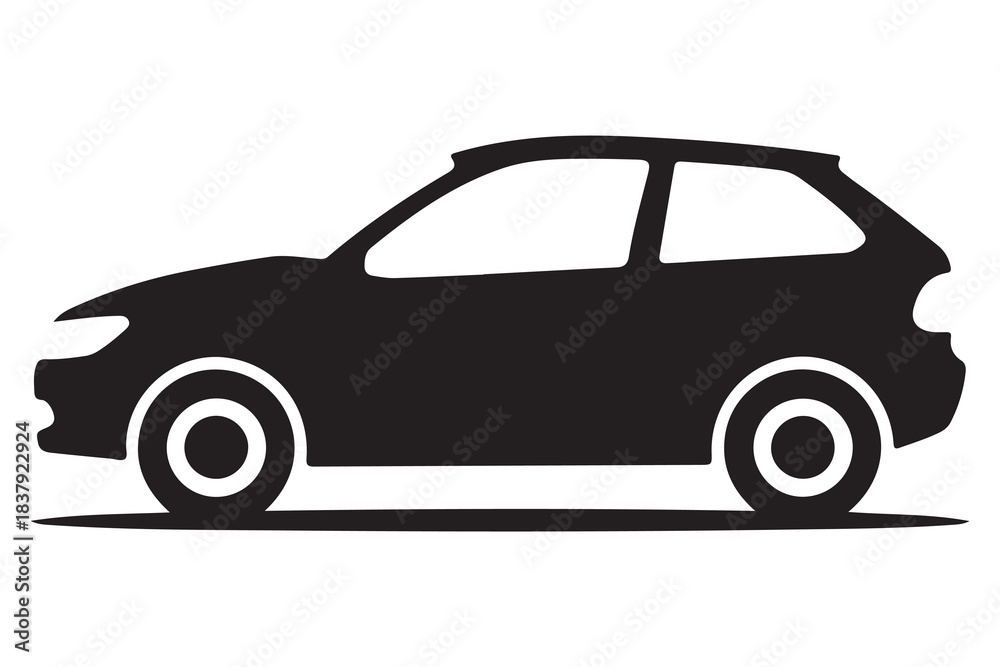 Naklejka premium Car silhouette in black and white background minimal automotive outline illustration 