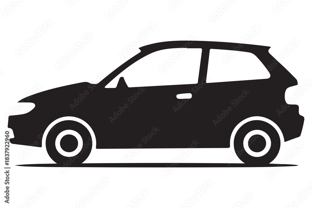 Fototapeta premium Car silhouette in black and white background minimal automotive outline illustration 