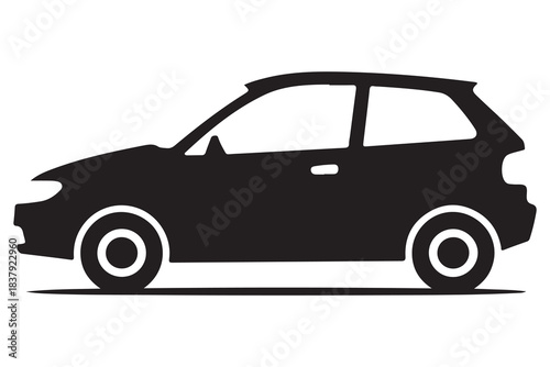 Car silhouette in black and white background minimal automotive outline illustration
