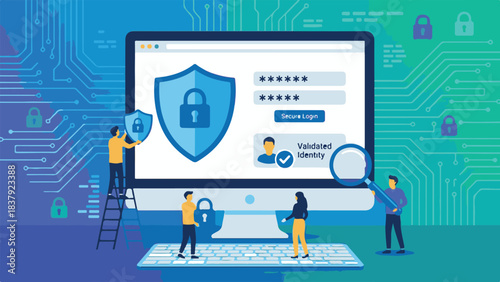 Online Security, Data Protection, and Identity Verification Concept