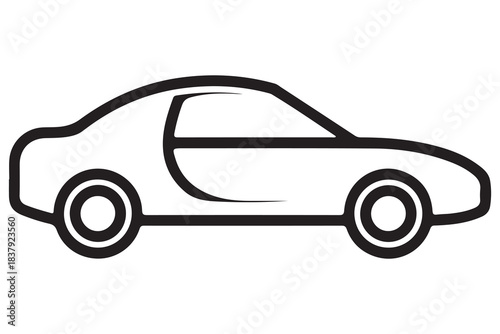 Car silhouette in black and white background minimal automotive outline illustration
