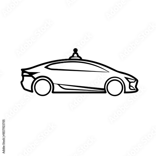 Autonomous car silhouette isolated on white background