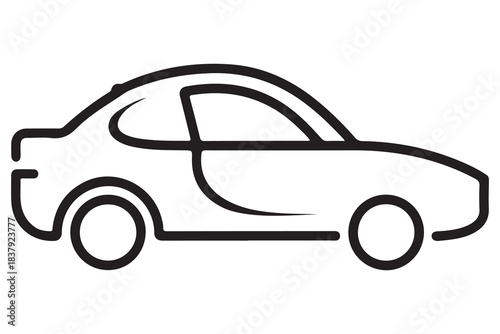 Car silhouette in black and white background minimal automotive outline illustration
