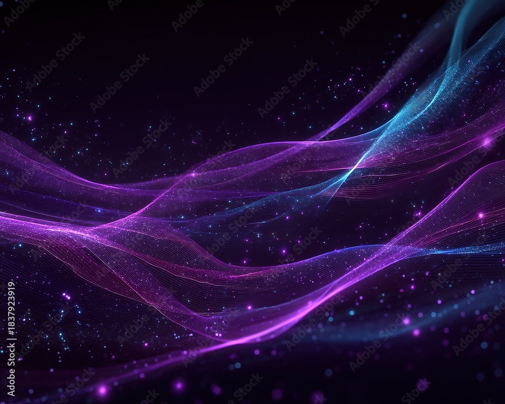 Obraz premium Abstract Luminous Waves of Particles and Light