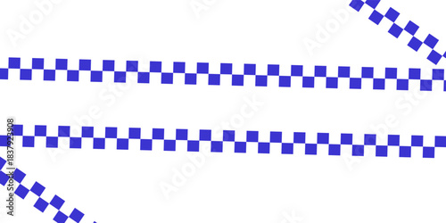 Blue and White Checkered POLICE Tape Line at Angle