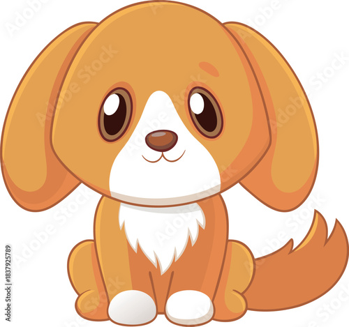 flat vector of a sitting dog with floppy ears 