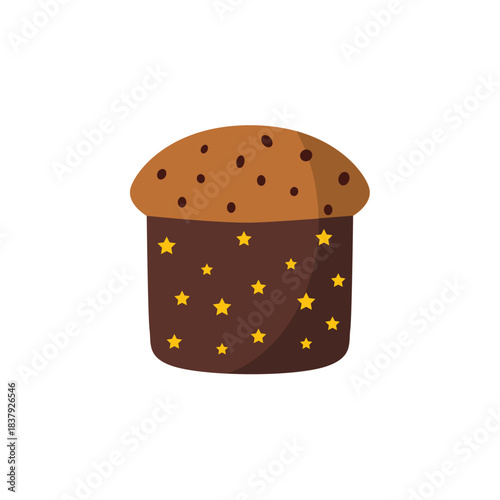 Traditional Italian Panettone Christmas Cake, Sweet Bread with Raisins from Milan