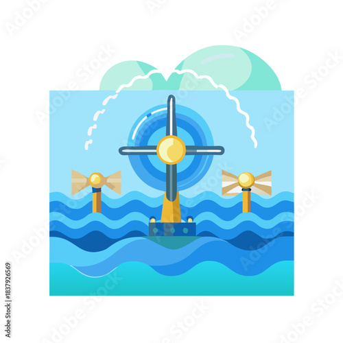Ocean Wave Renewable Energy Turbine Icon