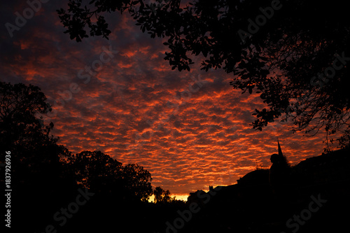 Sky with clouds at sunset, beautiful colors.