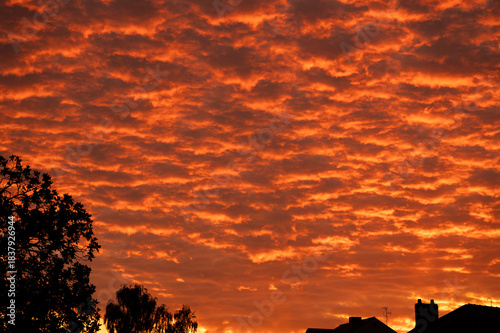 Sky with clouds at sunset, beautiful colors.