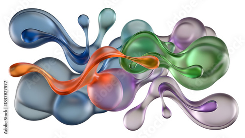 Vibrant liquid splash with dynamic abstract flow on transparent background