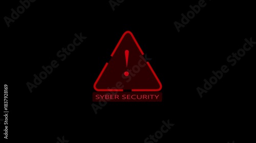 Display blinking on triangle security alert data protection of data processing transparent computer virtual environment technology. Cloud network dynamic and dramatic compositions on black background.