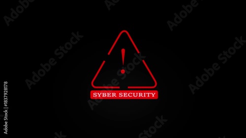 Display blinking on triangle security alert data protection of data processing transparent computer virtual environment technology. Cloud network dynamic and dramatic compositions on black background.