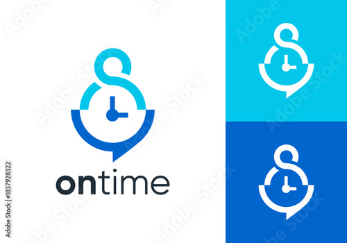 simple people work and time logo design template