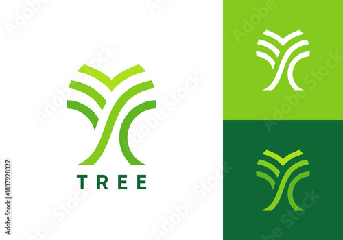 abstract plant tree logo design. nature environment garden forest symbol concept
