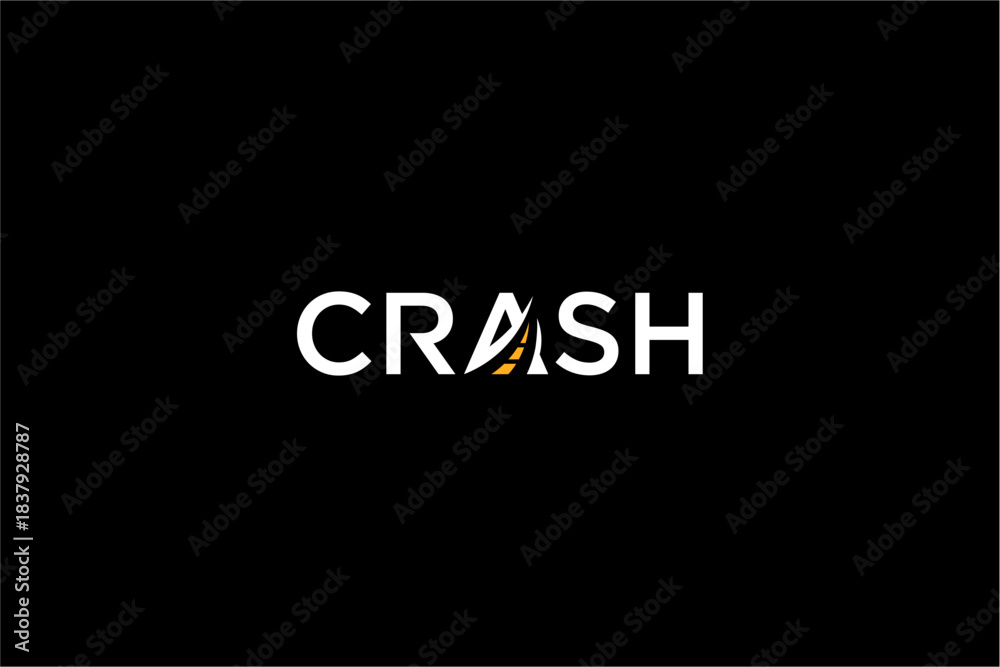 Obraz premium Creative typography logo design for the word CRASH with abstract elements.