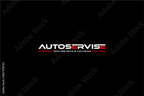 Autoservis Logo Design with Red and White Text on Black Background.