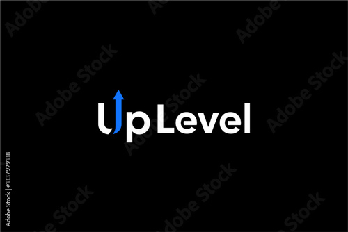 Up Level Logo with Blue Arrow Symbol.