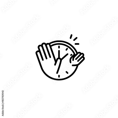 Hands holding clock time management deadline project planning urgency schedule reminder icon vector design