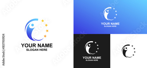 Abstract Logo with Crescent Moon and Star Symbol for Community and Growth