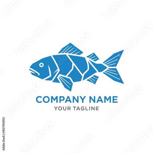 Blue Fish Logo Template for Corporate Branding and Identity.