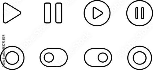 UI interface icons set. Home, user, menu, phone, settings, arrows, notifications outline symbols