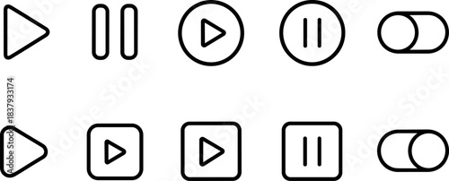 UI interface icons set. Home, user, menu, phone, settings, arrows, notifications outline symbols