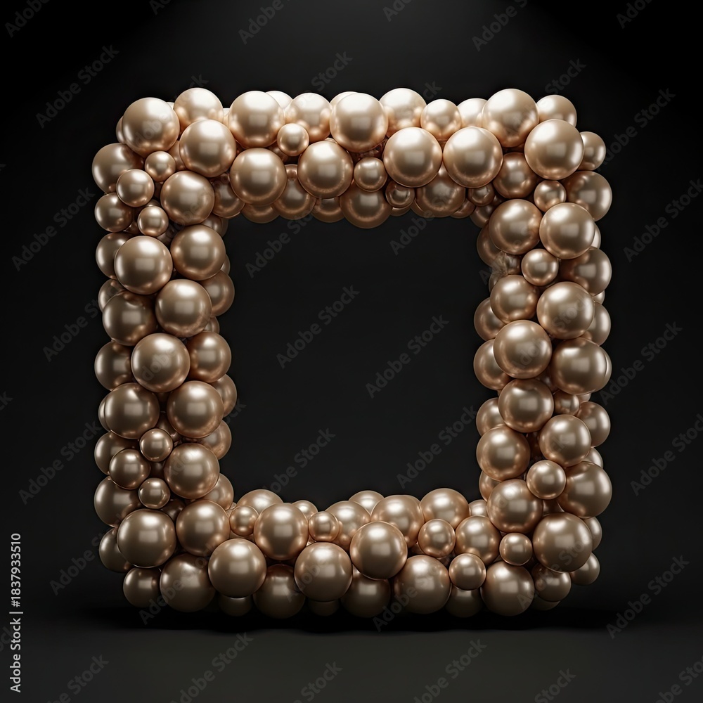 Fototapeta premium Abstract frame composed of spheres on dark background for design projects