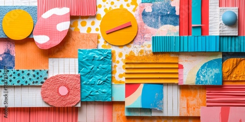 Paper mache art with handmade cardboard for creative recycling projects. 3D sheet patterns with corrugated layers for mockups and design projects, Generative AI