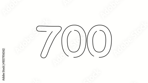 700 date, number object business. One line drawing doodle hand drawn picture. Video 4k  object illustration, minimalism hand drawn sketch design modern new