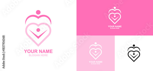 Soft Heart Logo Symbol of Family Love, Caring, Togetherness, Support, and Health