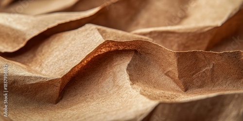 Brown paper close-up for recycling, ecology, and sustainable waste management. Pages, warehouse storage, and eco-friendly solutions for responsible waste and environmental care, Generative AI