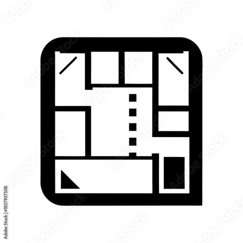 A top-down room layout plan showing furniture placement and composition.