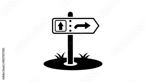 A black and white signpost with arrows pointing different directions
