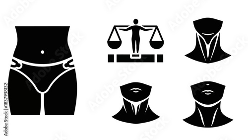 Abstract body illustrations depicting balance and health in minimalistic style