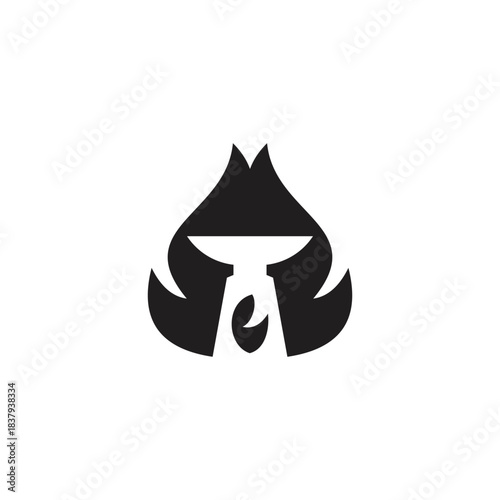 blacksmith's iron simple black fire emblem design logo vector