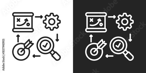 Pdca Icon In Black And White Line Style