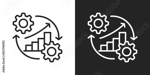 Continuous Improvement Icon In Black And White Line Style