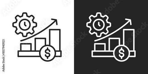 Efficiency Icon In Black And White Line Style