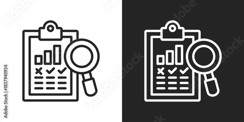 Business Evaluation Icon In Black And White Line Style