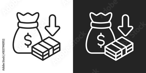 reduction Icon In Black And White Line Style