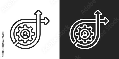 Change Management Icon In Black And White Line Style