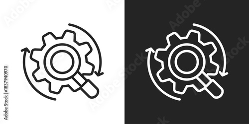 Research Icon In Black And White Line Style