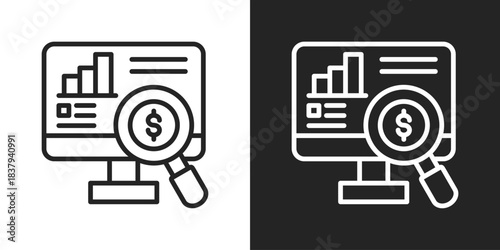 Monitoring Icon In Black And White Line Style