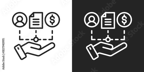 Data Collection Icon In Black And White Line Style
