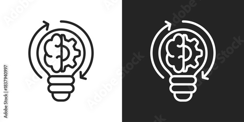 Innovation Icon In Black And White Line Style