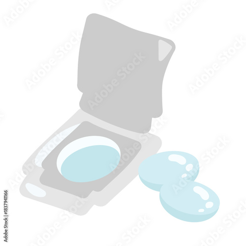 使い捨てのコンタクトレンズ　イラスト