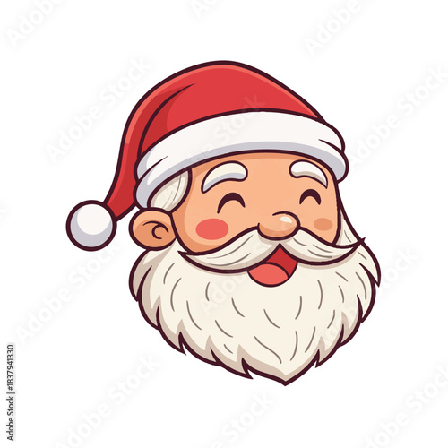 Image of a smiling Santa Claus head wearing a red Christmas hat